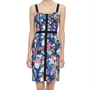 REBECCA MINKOFF Floral Bustier 100% Rayon Cocktail Wedding Guest Dress Size 0